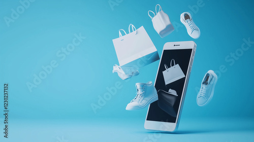 Online shopping and e-commerce concept, created with generative AI technology  
