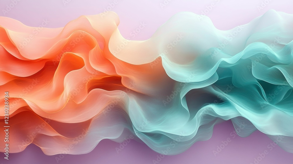 Obraz premium Pastel waves flow, serene abstract art