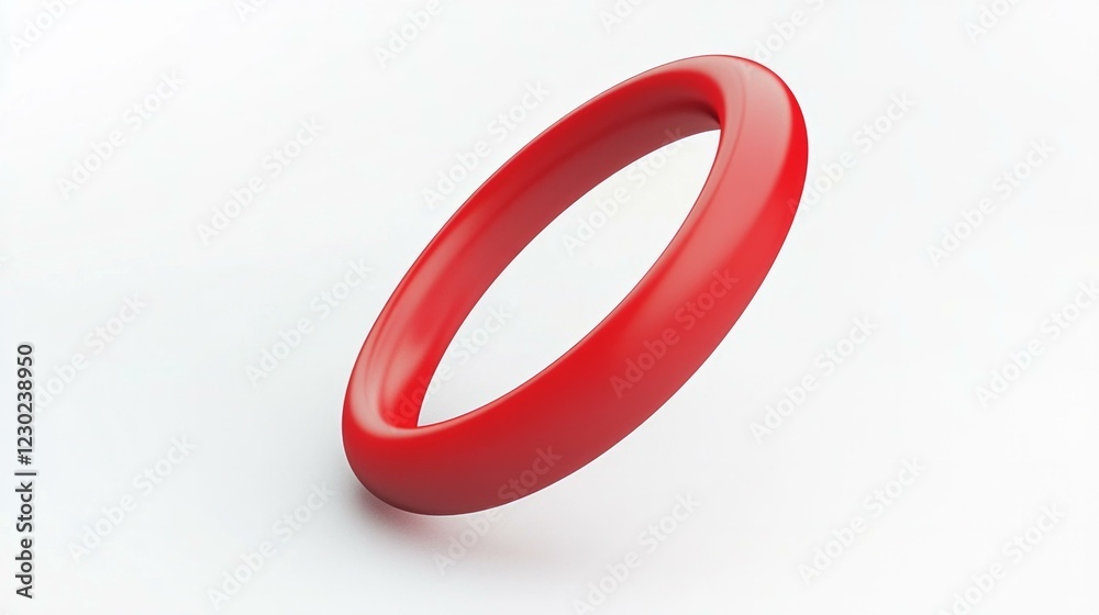 Floating red ring on white background with minimalist design Floating red ring on white background with minimalist design