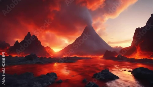 Wallpaper Mural A volcanic alien world with rivers of lava, fiery skies, and creatures adapted to extreme heat. Torontodigital.ca