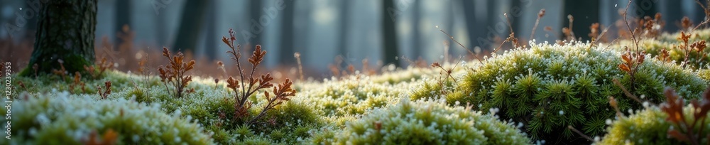 Frosty forest floor carpeted with soft moss and reindeer lichen, winter, landscape, reindeer lichen Frosty forest floor carpeted with soft moss and reindeer lichen, winter, landscape, reindeer lichen