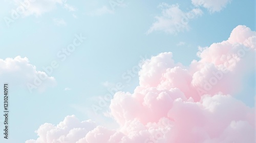 dreamy sky with soft pink clouds and tranquil blue backdrop