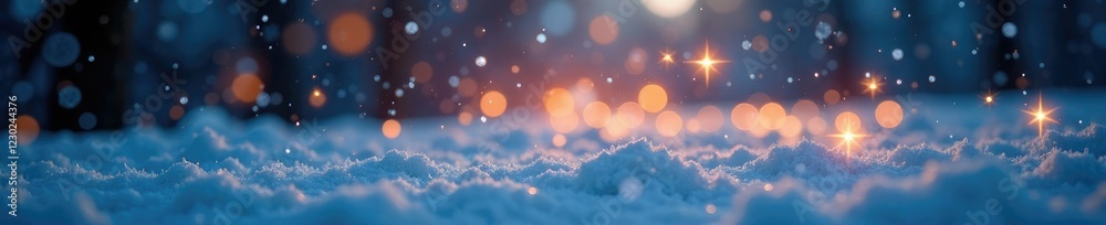 Sparkling bokeh lights in a snowy winter landscape with falling snowflakes, lights, bokeh, cold Sparkling bokeh lights in a snowy winter landscape with falling snowflakes, lights, bokeh, cold