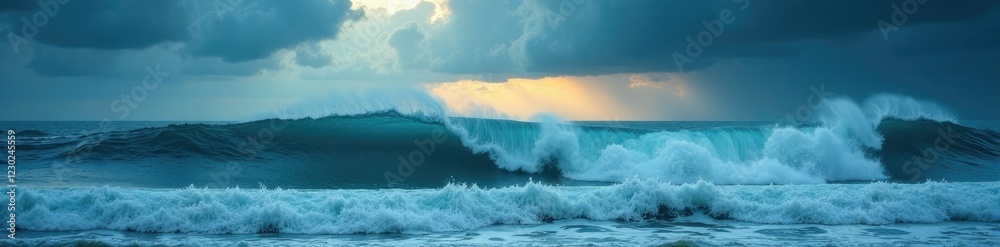 Fototapeta premium Stormy weather over the rolling waves of the sea, stormy, oceanic