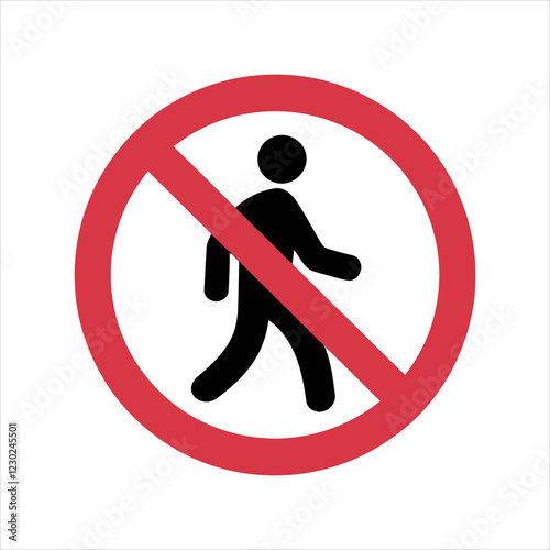 No access pedestrians prohibition sign. Vector icon isolated on white background