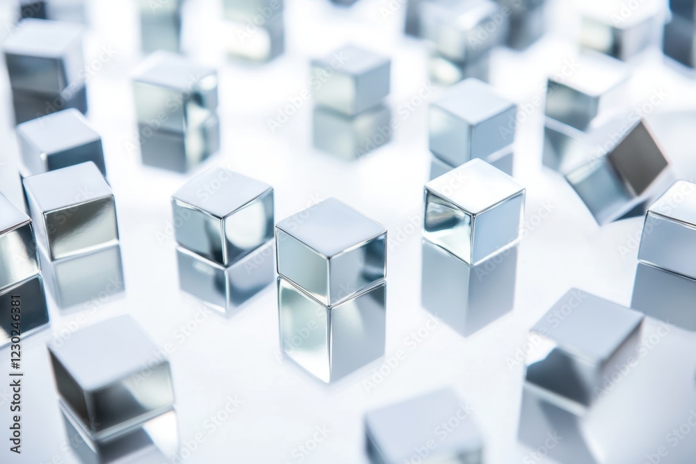 Abstract Metallic Cube Pattern - Minimalist Silver Geometric Background Abstract Metallic Cube Pattern - Minimalist Silver Geometric Background