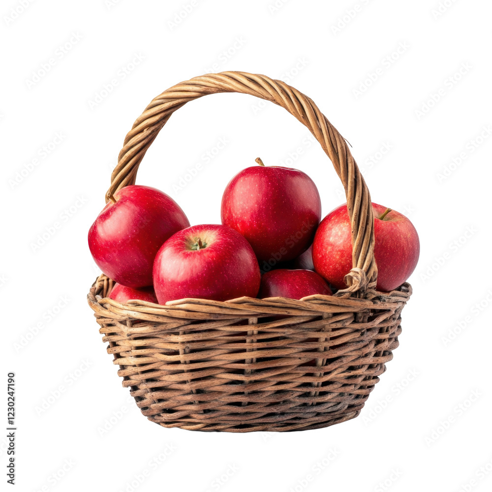 Fresh Red Apples in Woven Basket for Healthy Eating and Recipes Fresh Red Apples in Woven Basket for Healthy Eating and Recipes