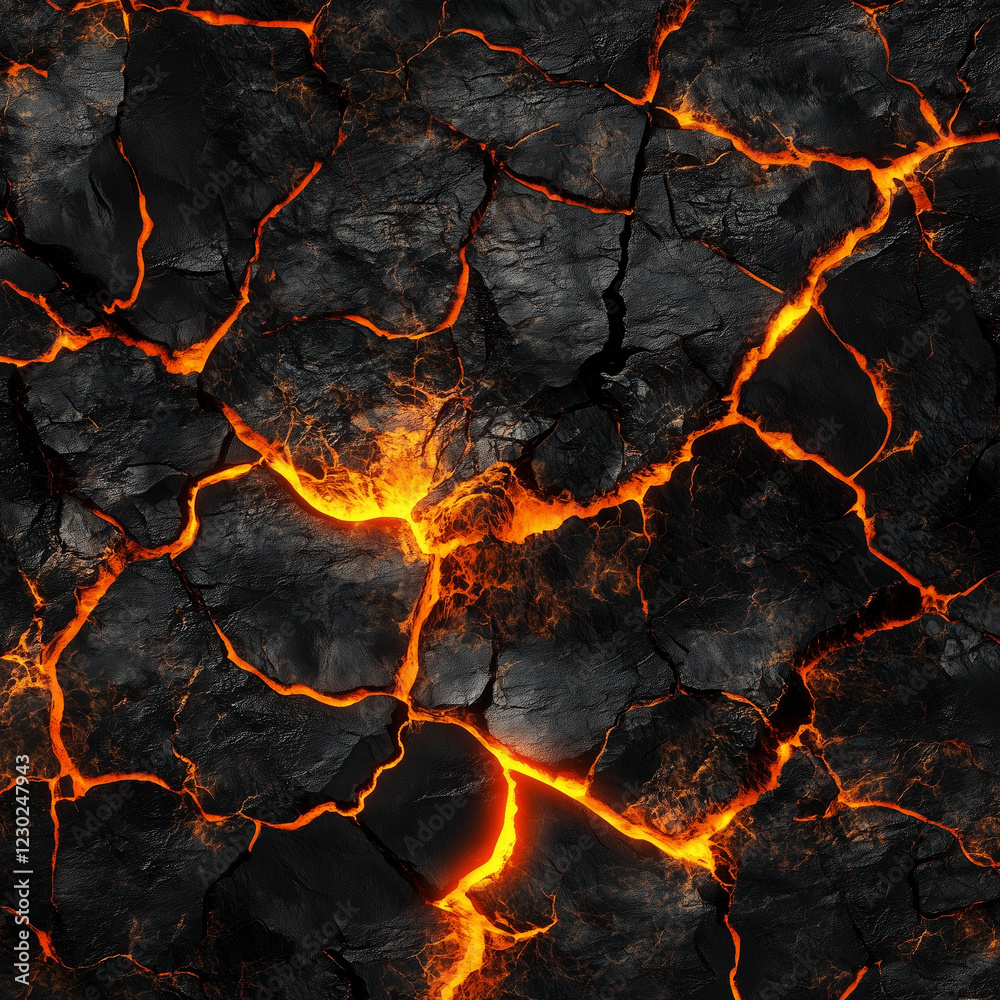 Cracked lava texture with glowing molten fissures