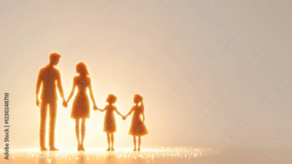 custom made wallpaper toronto digitalCelebrating International Day of Families with glowing icons and cheerful characters holding hands together