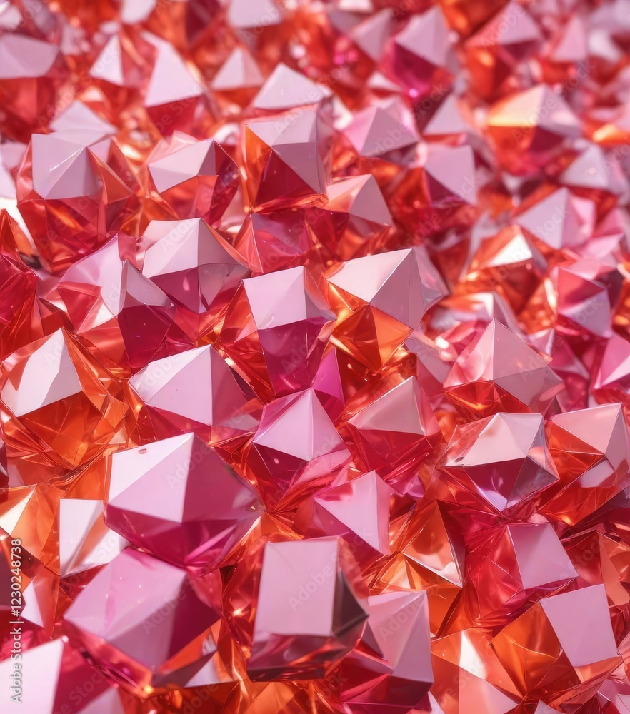 Naklejka premium Interlocking prisms of color in shades of pink and orange, orange, pink, radiant hues