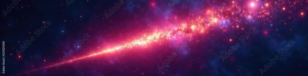 Comet's bright tail shining in the darkness of space, glow, comet Comet's bright tail shining in the darkness of space, glow, comet