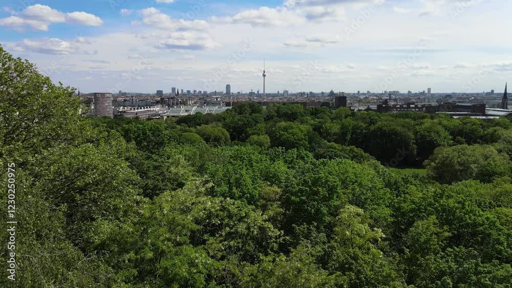 Panoramic view of Berlin captured during the day in spring Panoramic view of Berlin captured during the day in spring