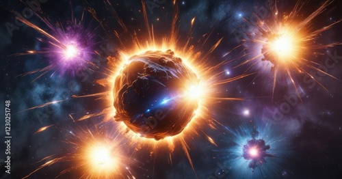 Luminous stellar explosions bursting forth from the cosmos , stardust, explosions