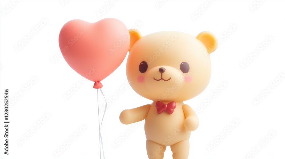 Obraz premium Teddy Bear with a Heart Balloon