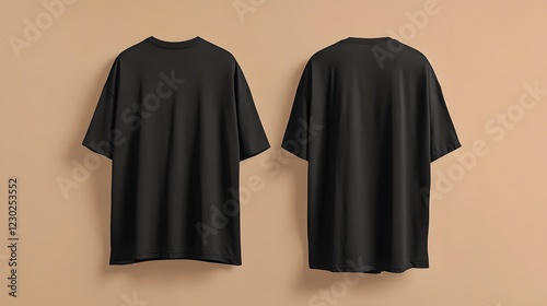 Black Oversized T-shirt Mockup on Neutral Background for Streetwear Design Presentation