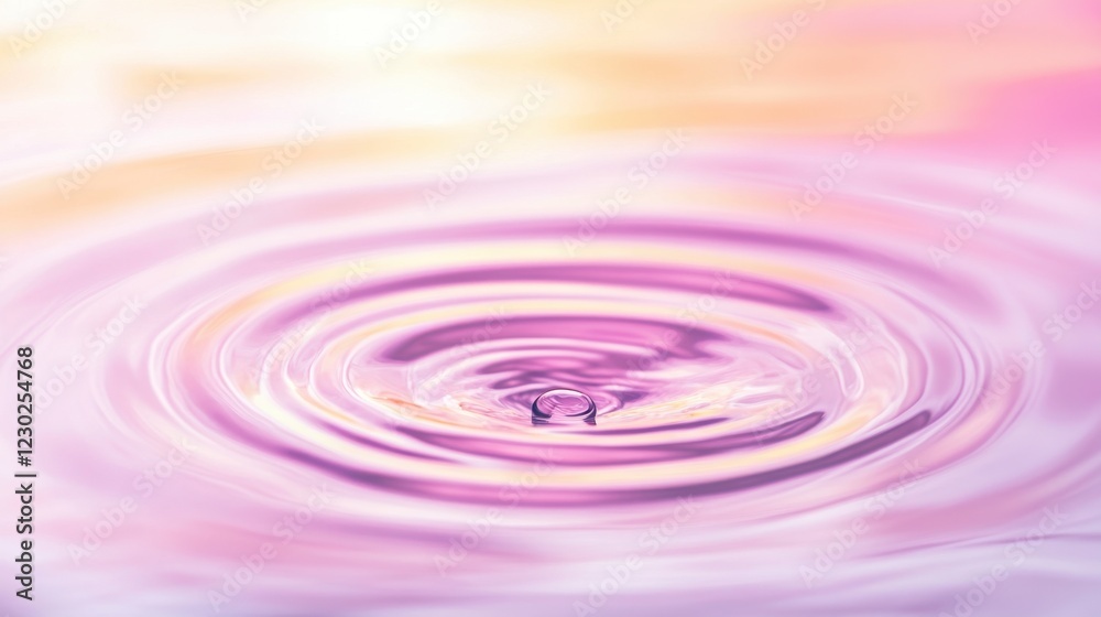 A single drop creates concentric ripples on a pastel surface. A single drop creates concentric ripples on a pastel surface.