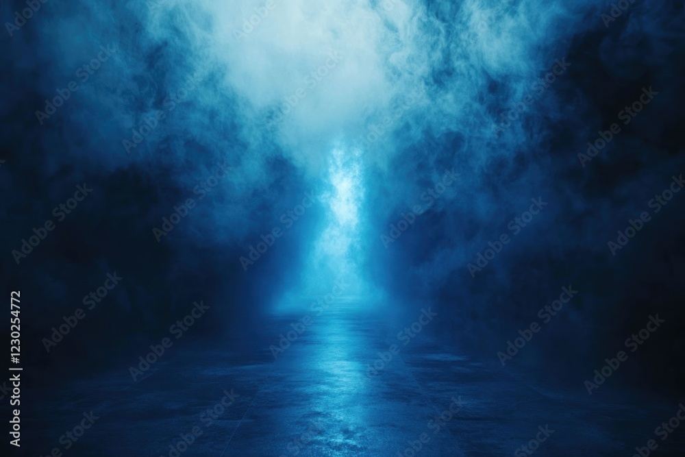 Fototapeta premium Misty Blue Fog Scene in a Serene Setting
