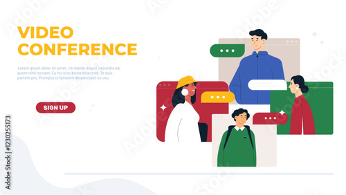Coworkers connecting remotely via video conference, engaging in virtual teamwork and online communication for collaborative project management