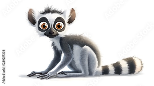 Lemur cartoon on white background