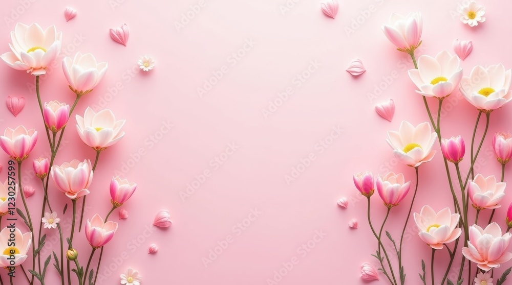 Valentine's day love celebration with beautiful flowers nature background romantic atmosphere soft pink hues