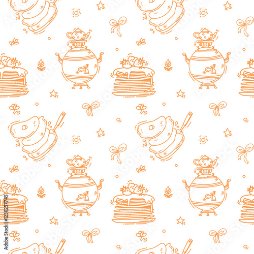 seamless pattern with maslenitsa elements