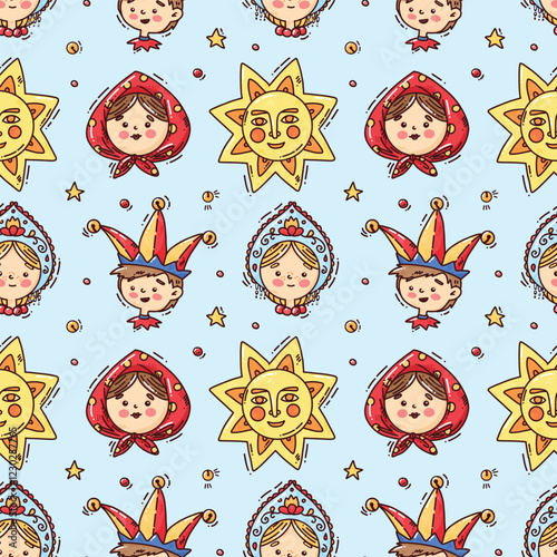seamless pattern with maslenitsa elements