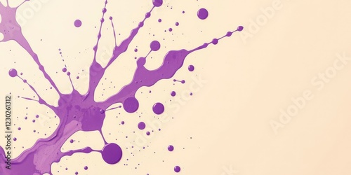 Purple and beige abstract art with splatters of liquid acrylic paint, purpleart, splatterpainting photo