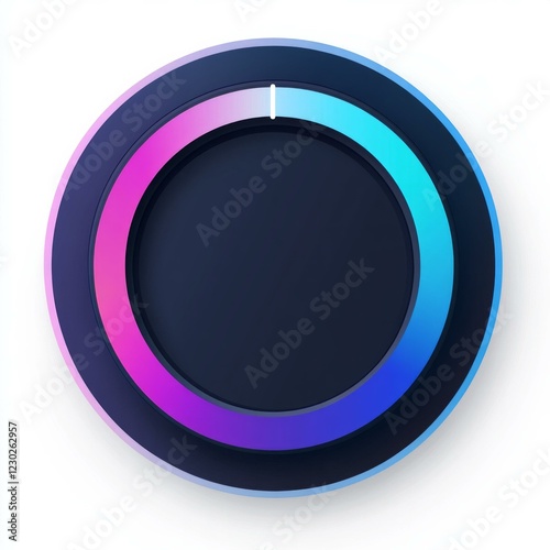 Colorful gradient circular dial with minimalistic design in blue and pink hues
