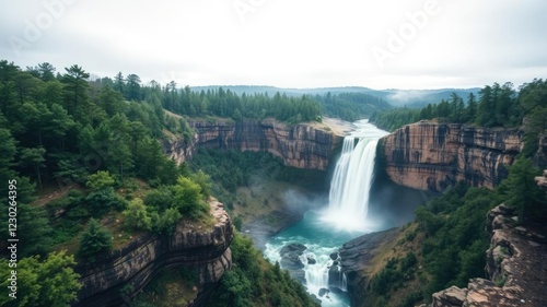 Salalie Falls viewpoint with slow shutter speed, outdoor, nature