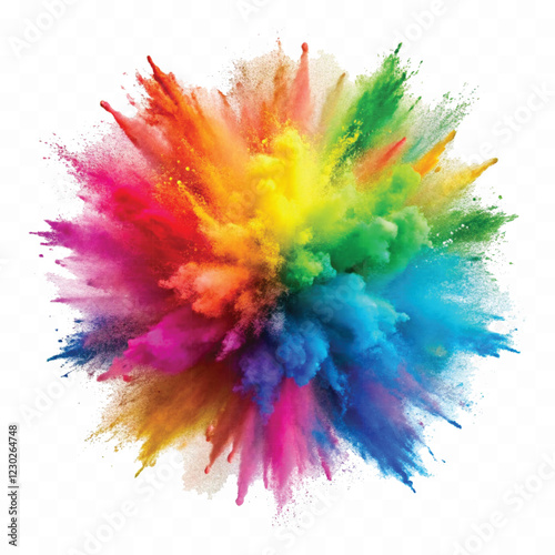 colorful rainbow holi paint color powder explosion isolated white wide panorama background