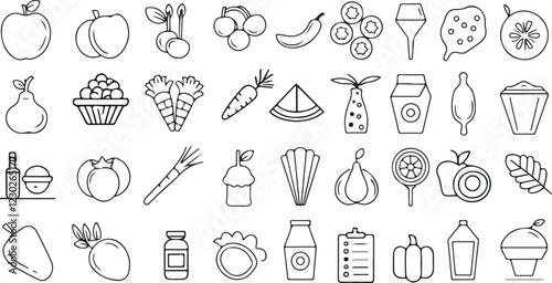 fruit and vegetable icon set, vector