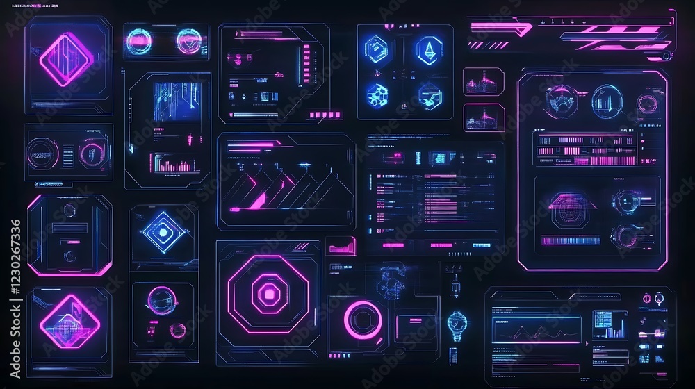Fototapeta premium Abstract Neon Cyberpunk UI Design