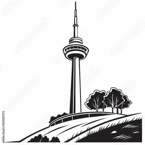 Tower vector silhouette black design white background