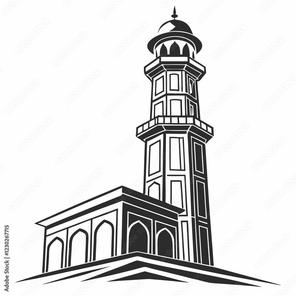 Obraz premium Tower vector silhouette black design white background