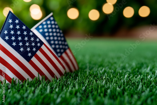 American Flags in Artificial Turf