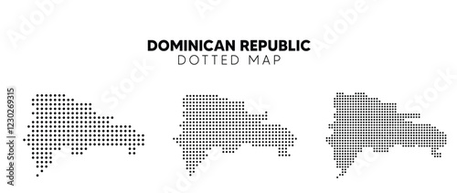 Set of Dominican republic dotted map on white isolated vector