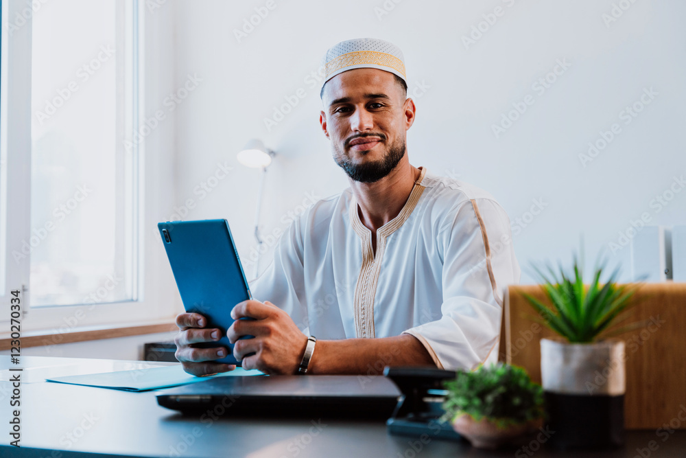 Moroccan Business man in the office. Moroccan Business man in the office.