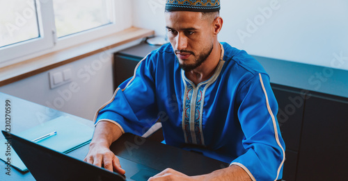 Moroccan Business man in the  office.