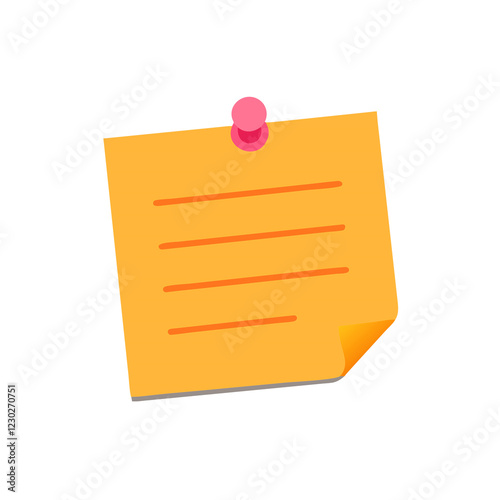 yellow sticky note with a pin icon, likely a placeholder or an idea, isolated vector illustration