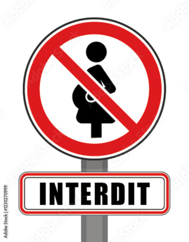 Interdit Panneau signalisation interdit rond rouge femme enceinte