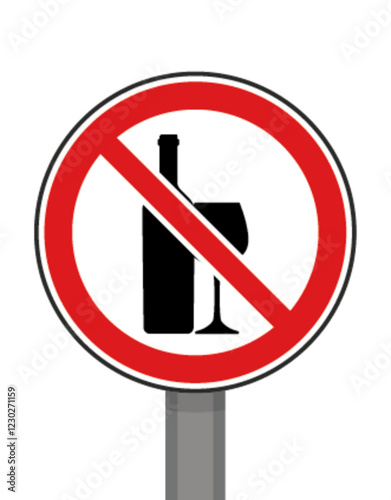 Panneau signalisation interdit rond rouge alcool