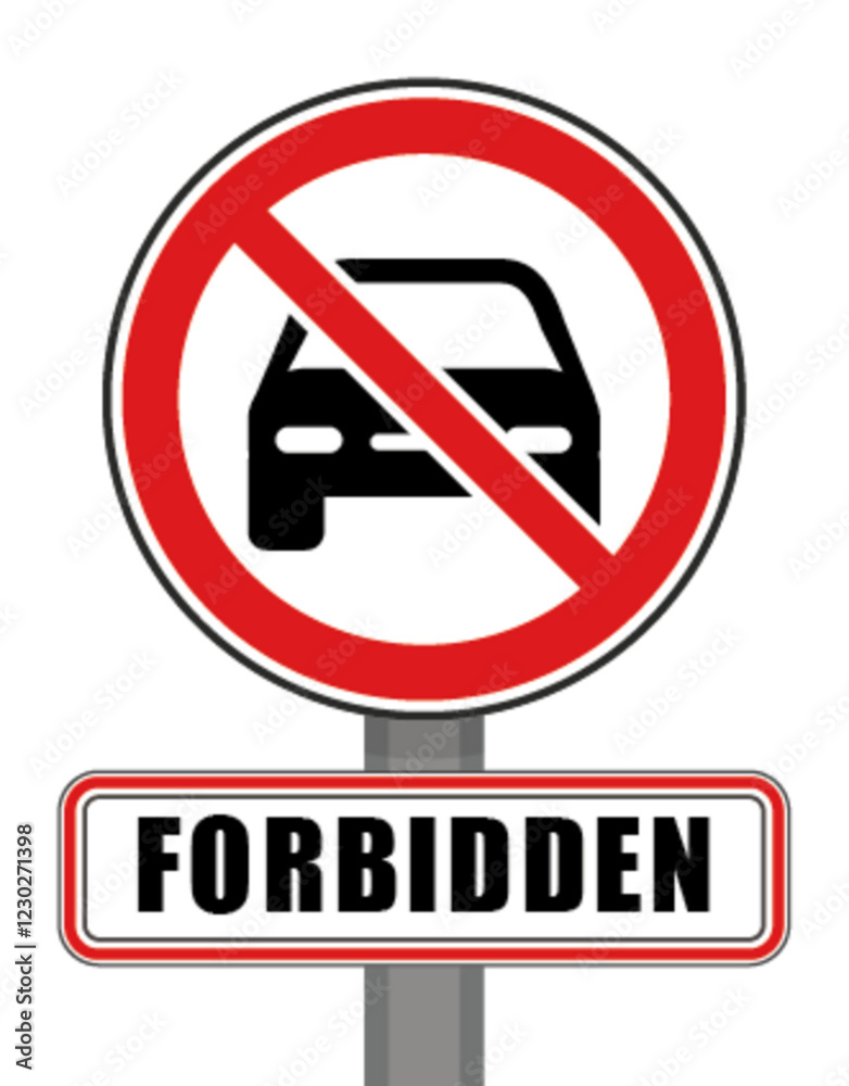 Prohibited sign red circle car Prohibited sign red circle car