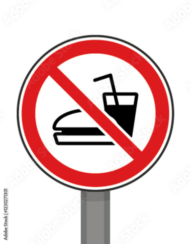 Panneau signalisation interdit rond rouge manger boire