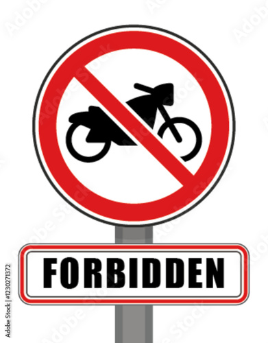 Prohibited sign Motorcycle red circle