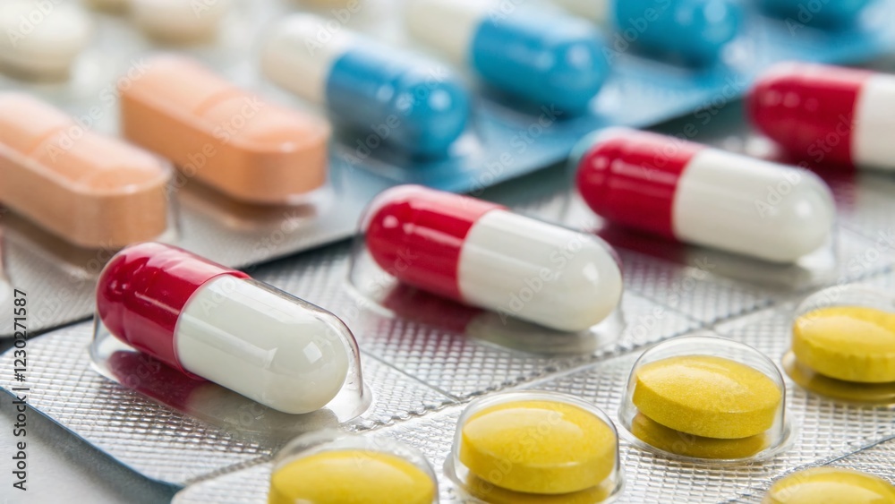 Macro Close-up of Medication Pills: Hourly Dosage Reminder for Timely Treatment Macro Close-up of Medication Pills: Hourly Dosage Reminder for Timely Treatment