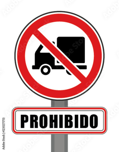 Señal de prohibido camión círculo rojo