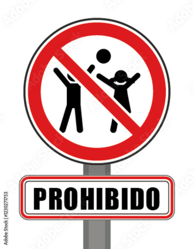 Señal de prohibido círculo rojo juego de niños