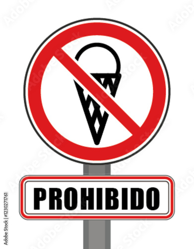 Señal de prohibido círculo rojo hielo