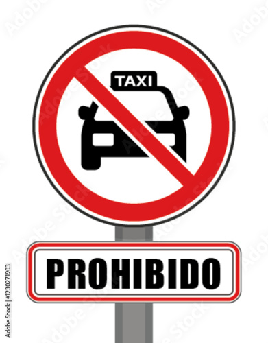 Señal de prohibido taxi círculo rojo