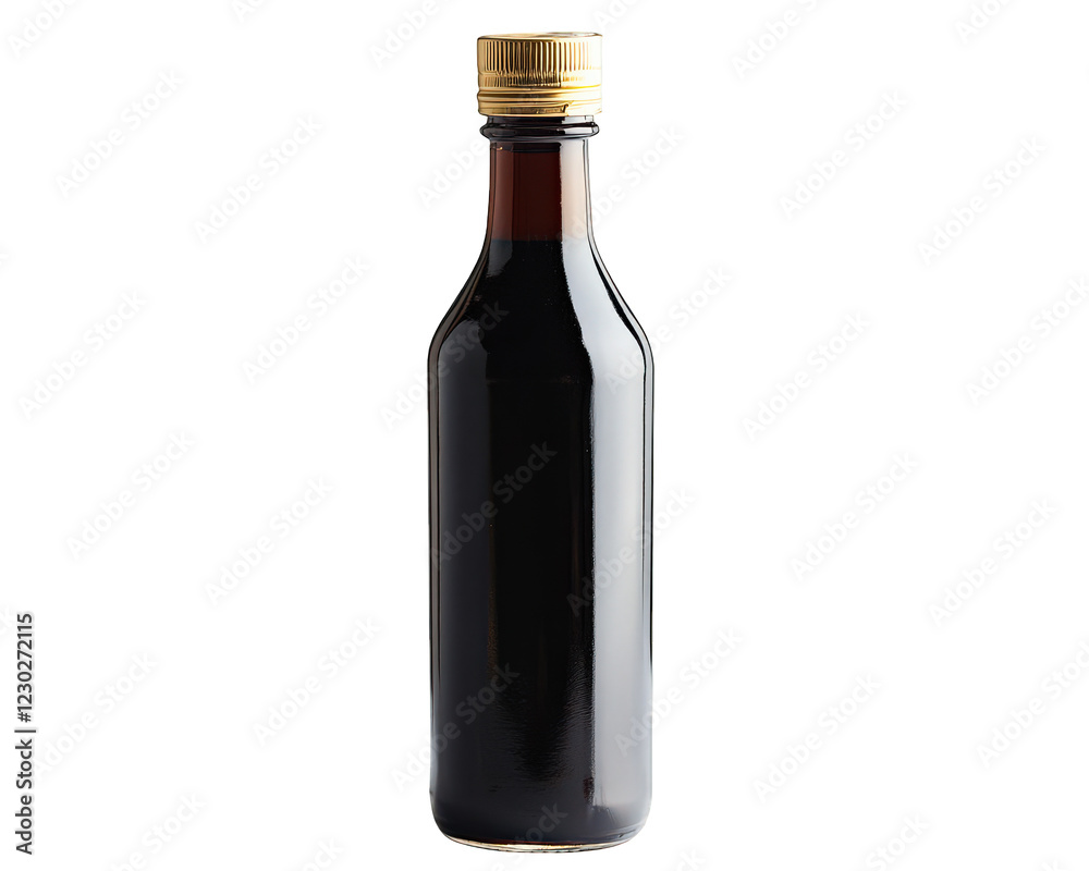 bottle of dark liquid with gold cap, isolated on transparency background, perfect for culinary use or food photography bottle of dark liquid with gold cap, isolated on transparency background, perfect for culinary use or food photography
